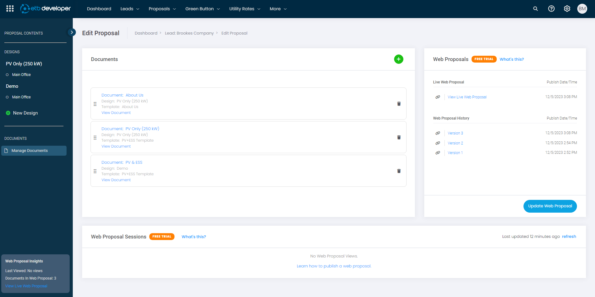 Overview - Edit Proposal screen – Energy Toolbase